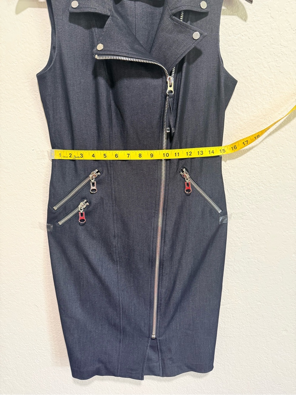 Calvin Klein Stretch Charcoal Moto Sheath Dress knee length Size 4 NWOT - Picture 6 of 10